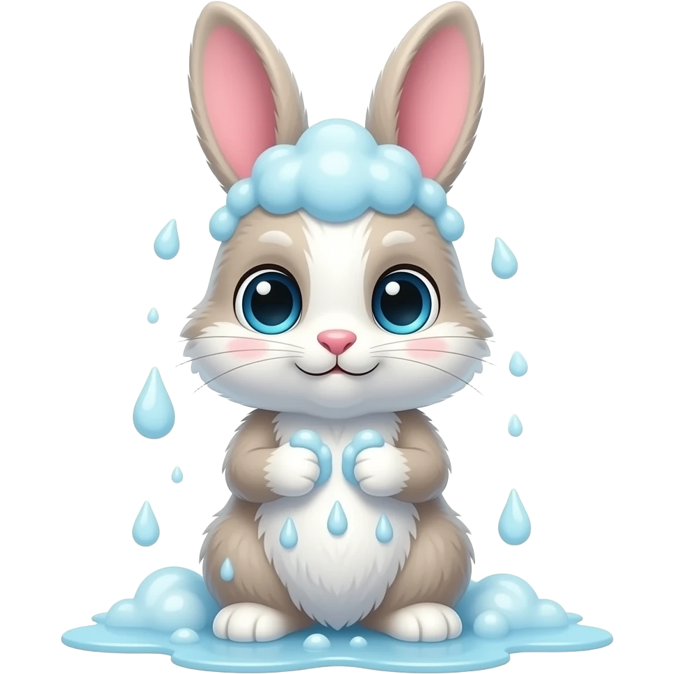 cute bunny taking shower emoji