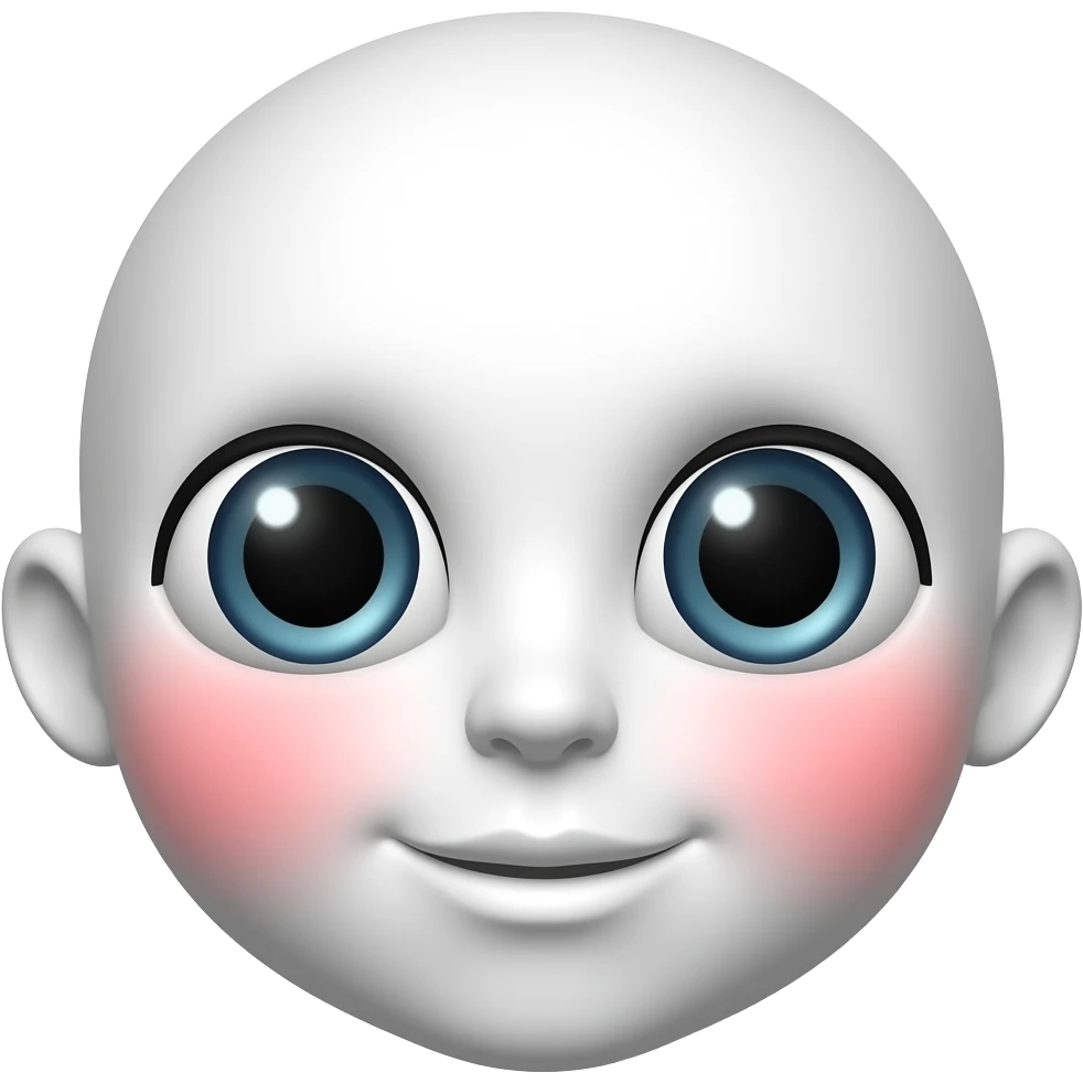 흰색얼굴의 커다란 동공 붉은색 홍조를 하고 있는 이모티콘 emoji