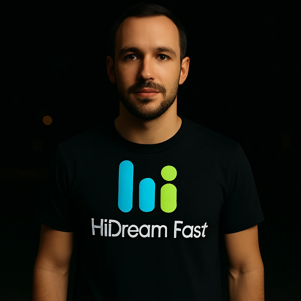 man wearing tshirt with this logo, dark night background with dim , add fast below logo, make man fit into image, add fast insead pf the dev keep rest same emoji