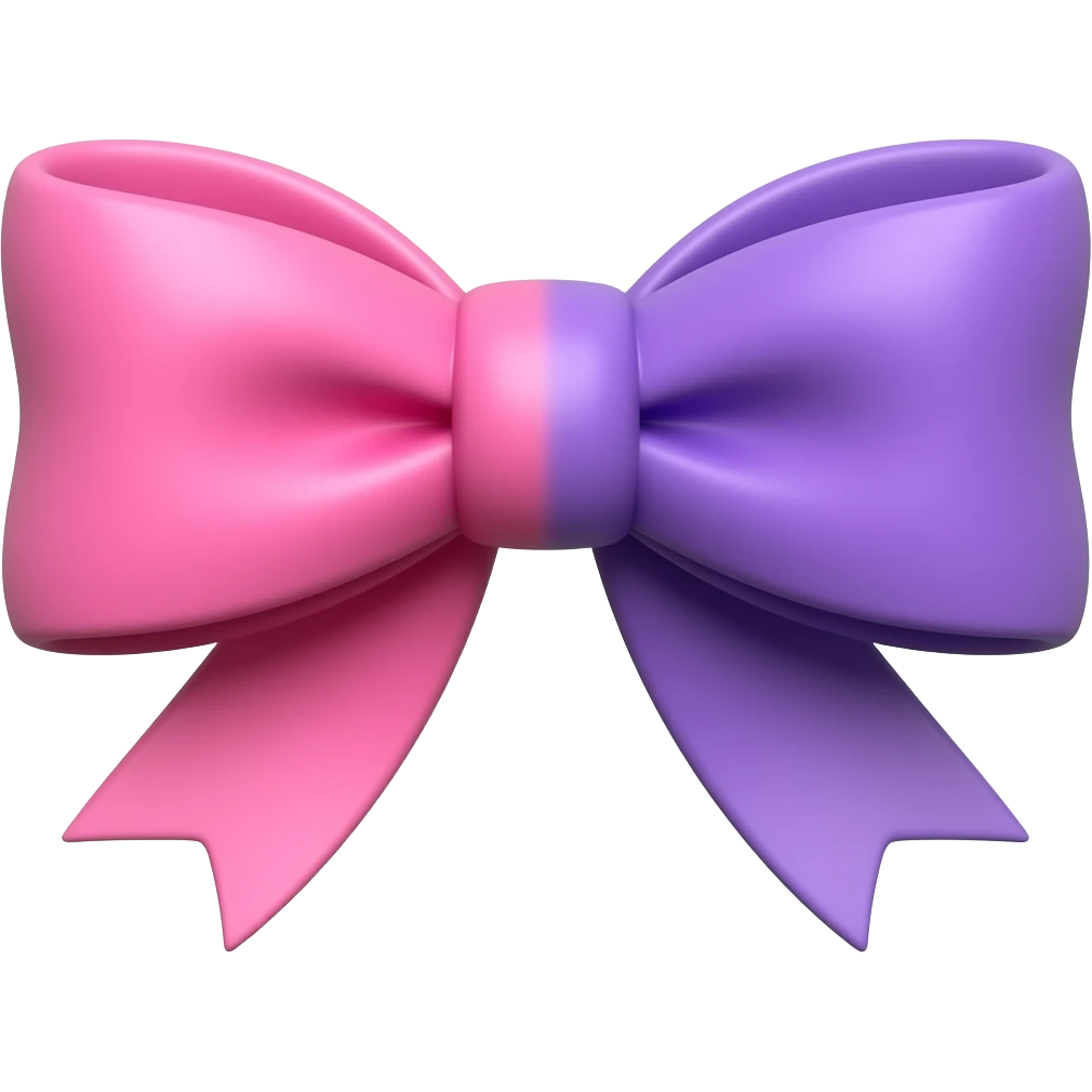 Half pink half purple bow  emoji