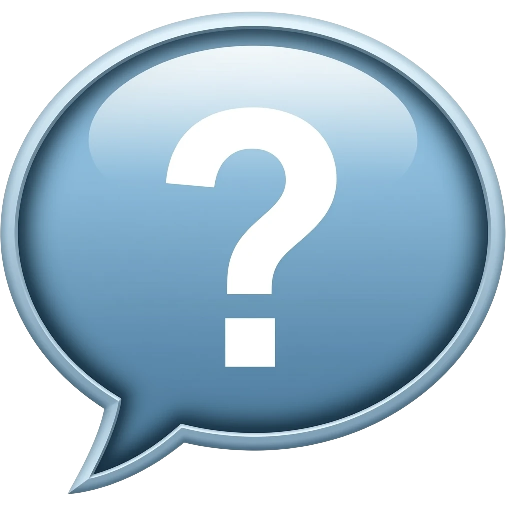 speaking bubble with a question inside emoji