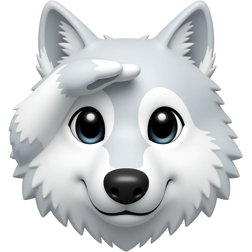 White Wolf head paw saluting emoji
