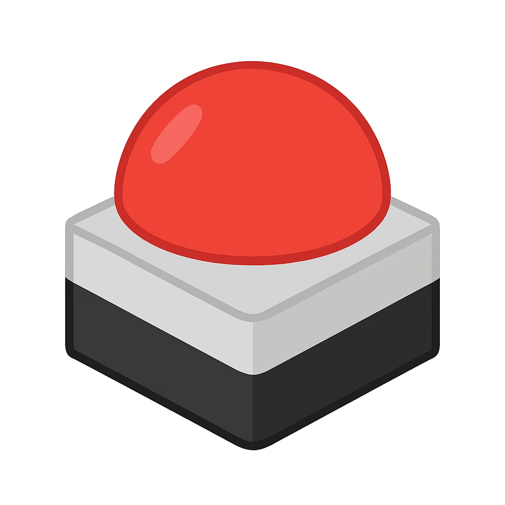 Edit the image to only show the quiz buzzer: a large red dome button on a square black and gray base. The style should match the Twemoji icon style with an isometric perspective. emoji