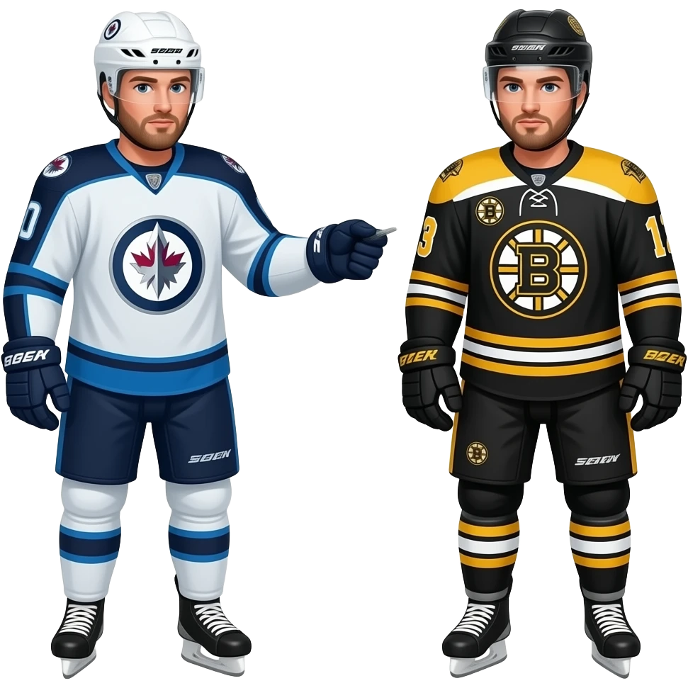 Winnipeg jets player peeing on a Boston bruins player emoji