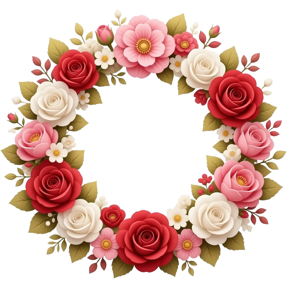 Reddish-pinkish and gold and white romantic vintage aesthetic floral decoration emoji