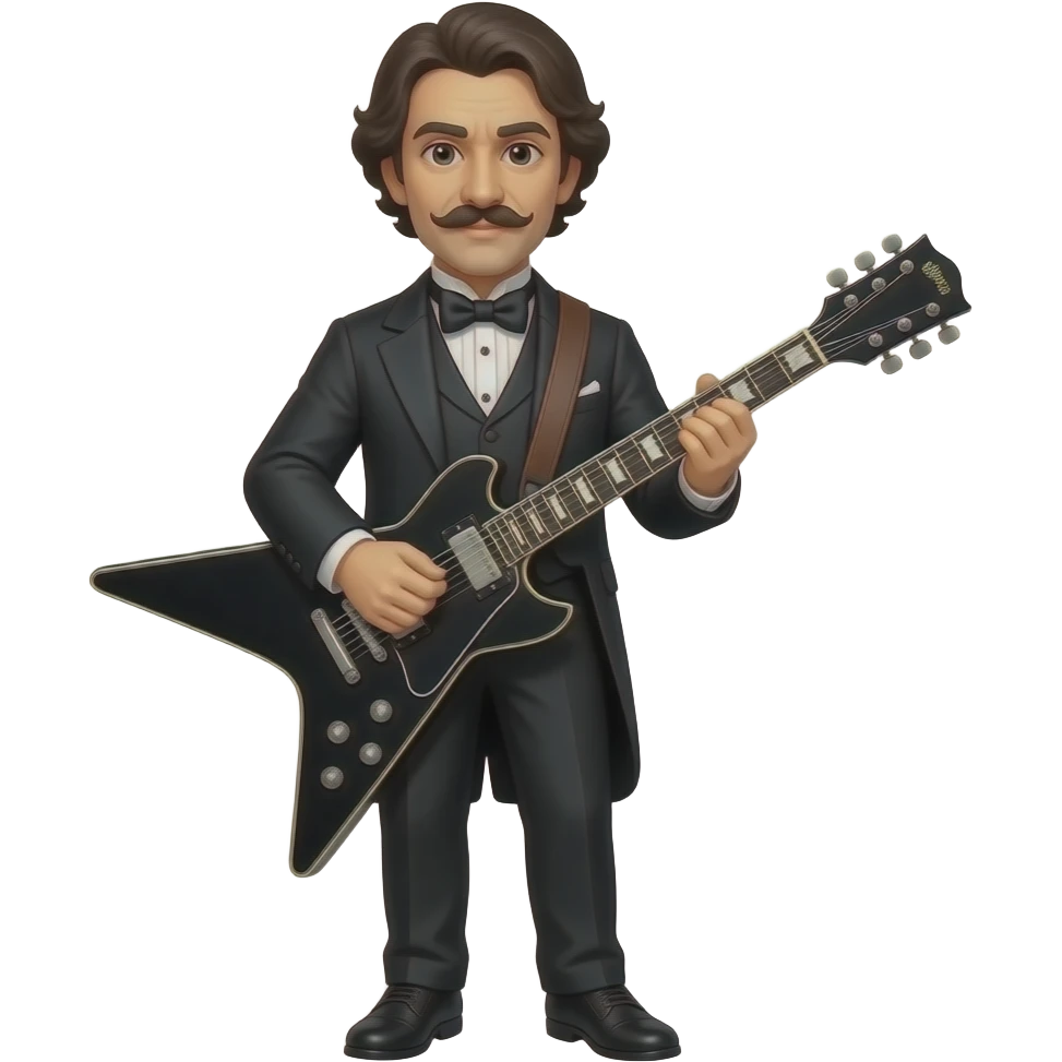 Niccolo Paganini with black metal electric guitar full body emoji