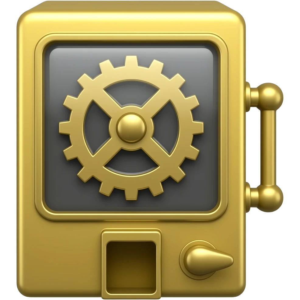 gumball machine with a front mechanical gear in the center emoji