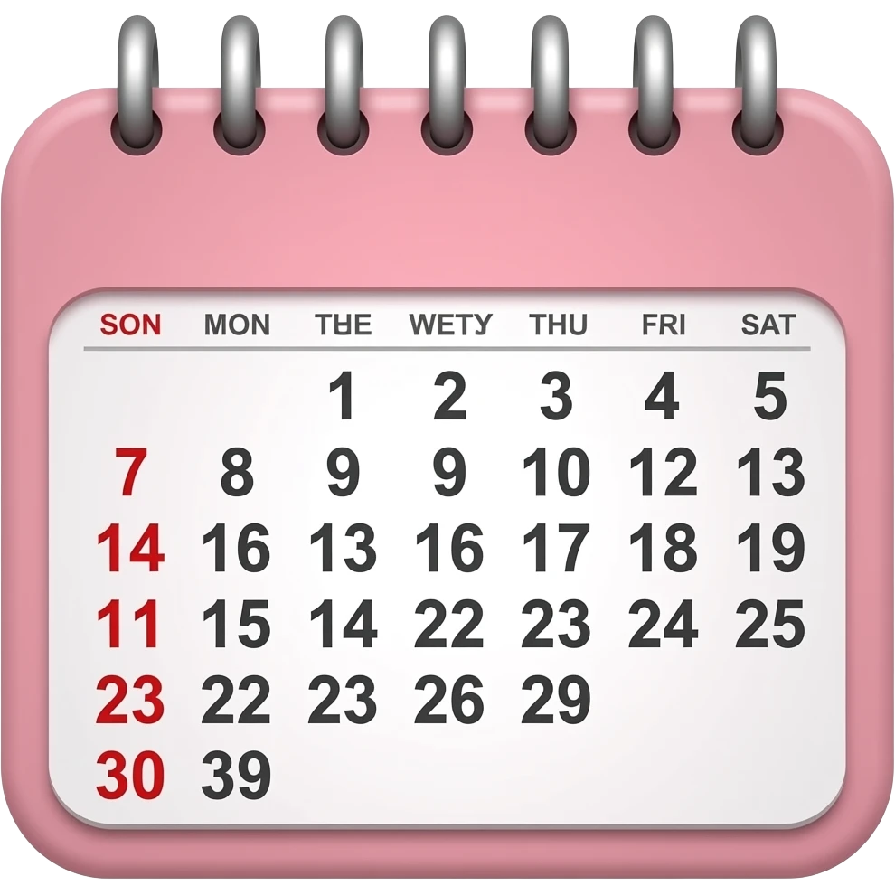 light pale pink Calendar emoji