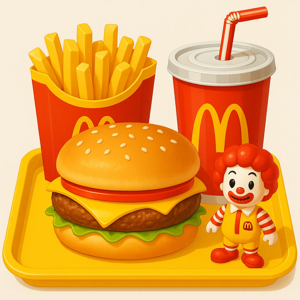 1990’s McDonald’s meal with a toy, emoji emoji