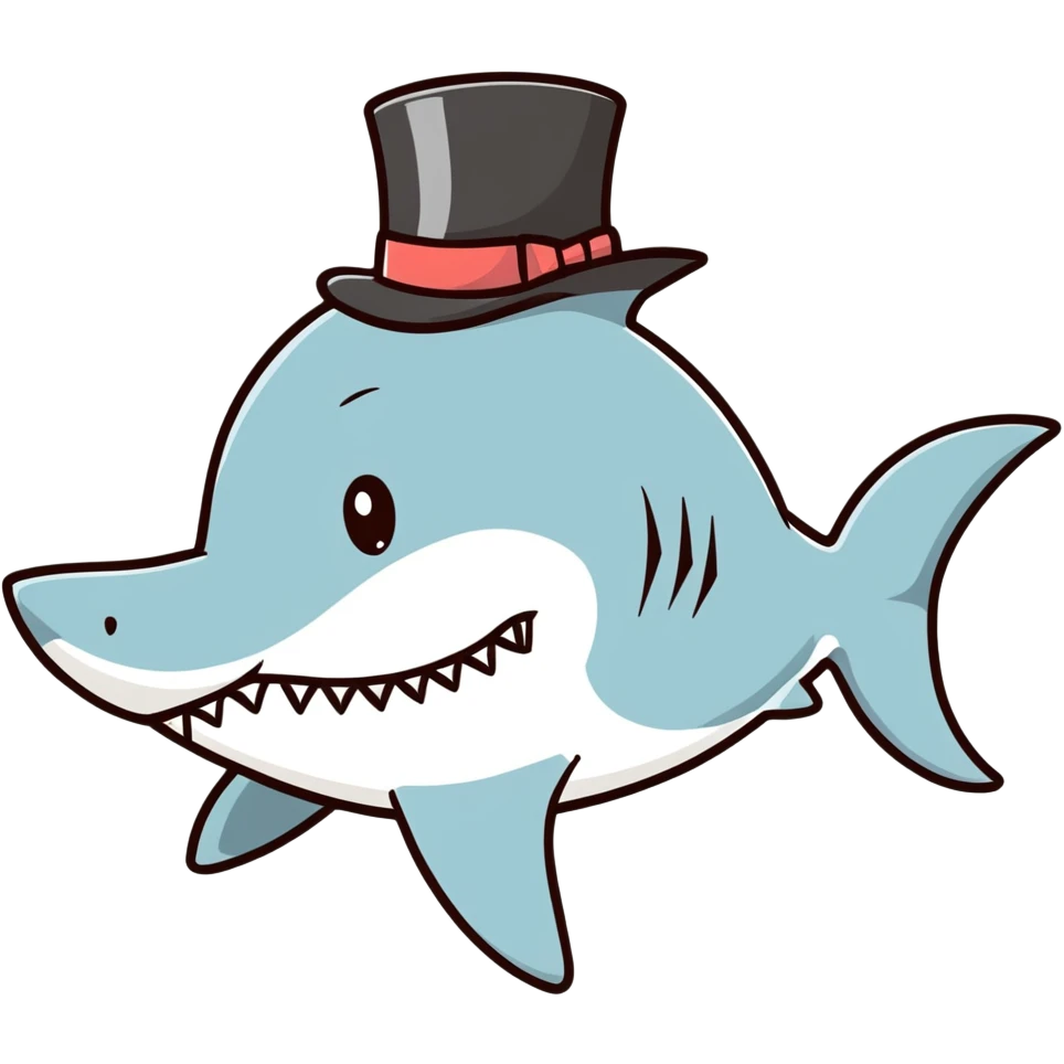 Shark with a top hat emoji