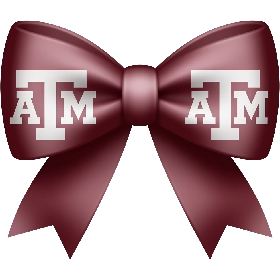 Maroon bow with white Texas A&M logo emoji