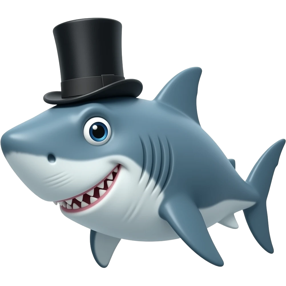 Shark with a top hat emoji