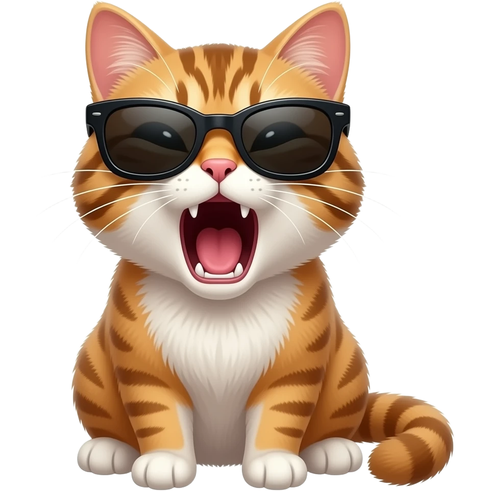 cat wearing sunglasses is angry and screaming emoji