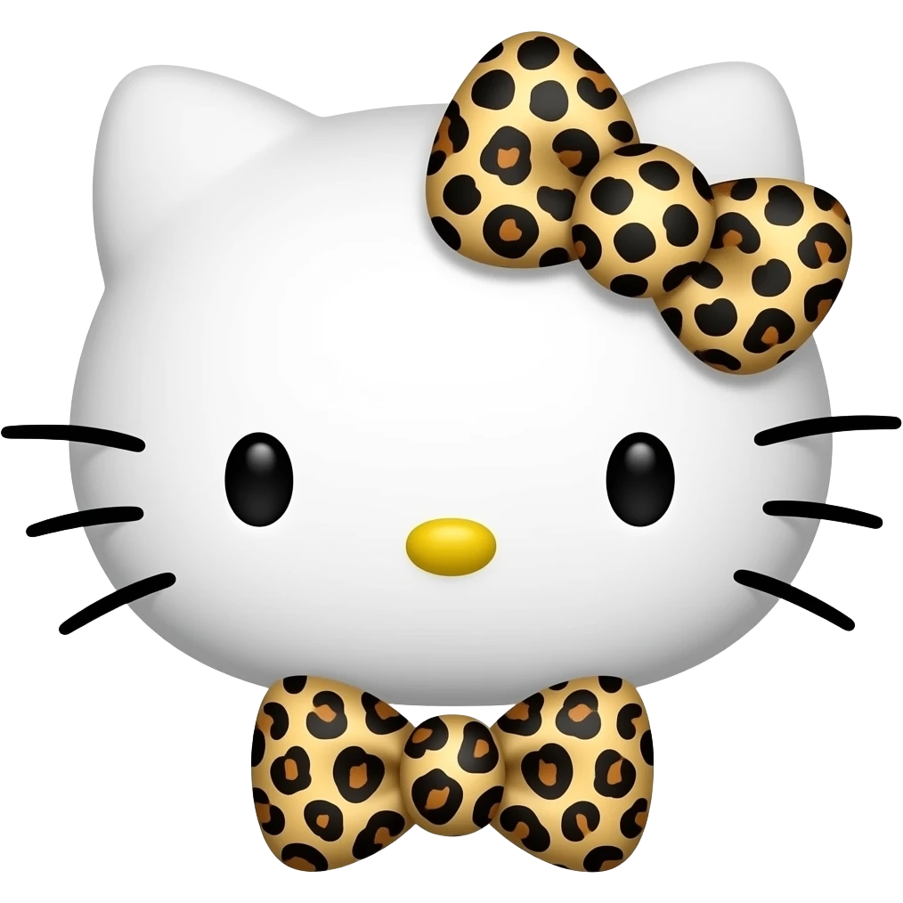 Hello kitty with a Leopard print bow emoji