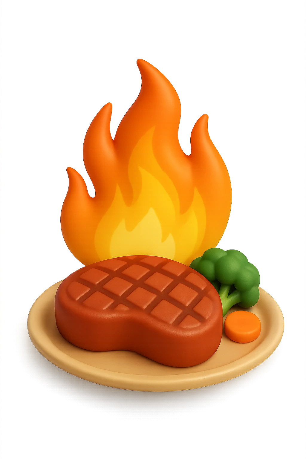 fiamma su cibo, metabolismo 3d emoji