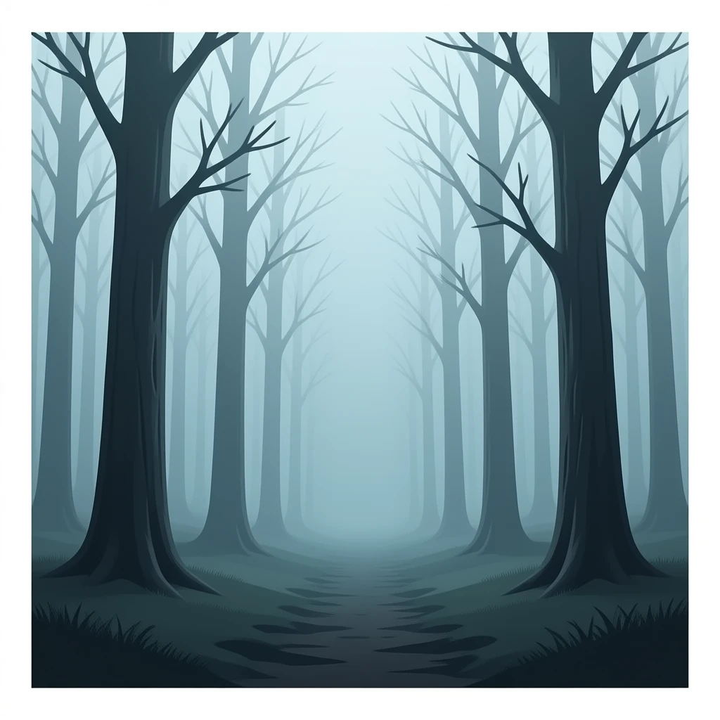A spooky forest with fog emoji