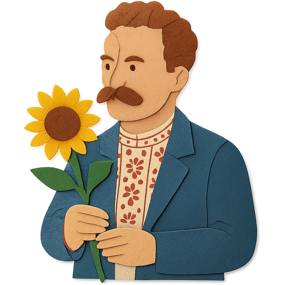A man holding a sunflower in his hands emoji