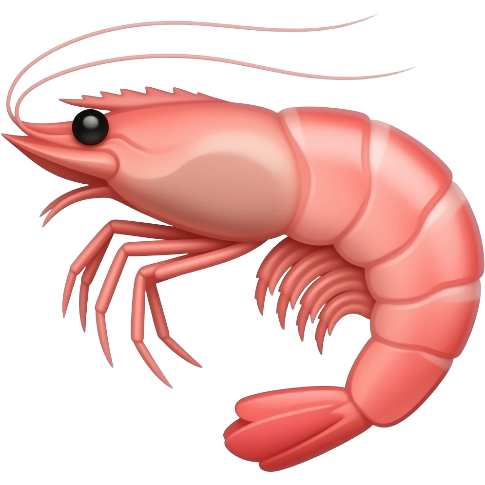 Pink color 2D render iPhone emoji png of a detailed pinky pink pink pink  shrimp emoji