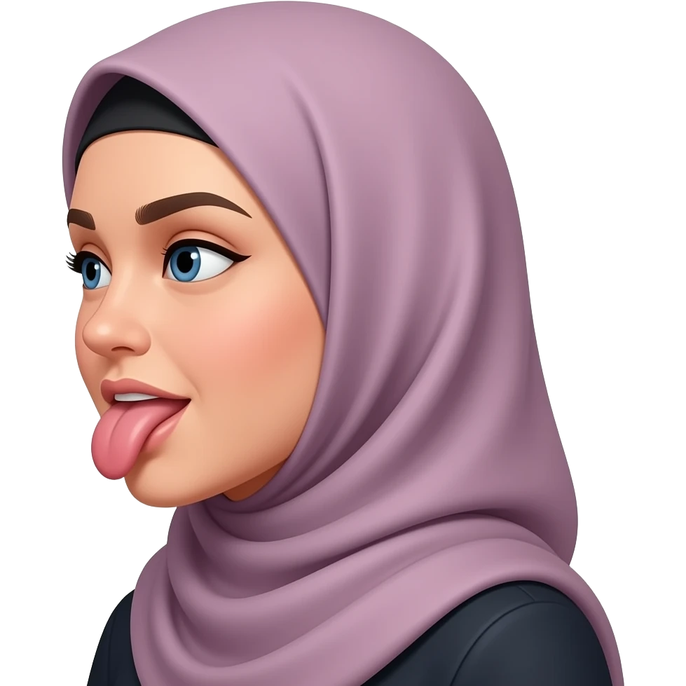 Hijabi woman tongue out from the side of her mouth in in a sarcastic manner emoji