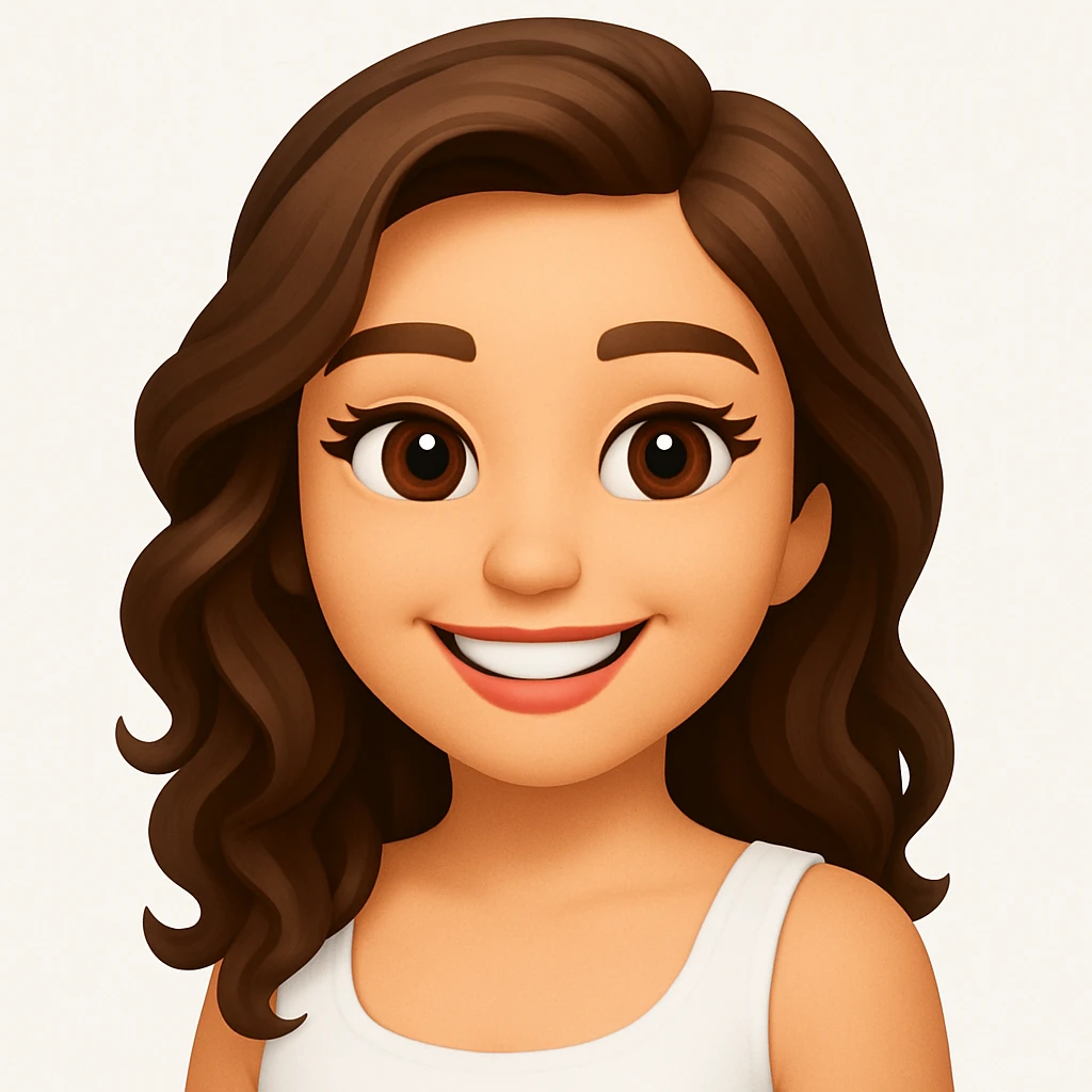 turn the second man in emoji style of the 1st image, match the facial features and match dressing style of the 2nd image, she is in whte tank top emoji