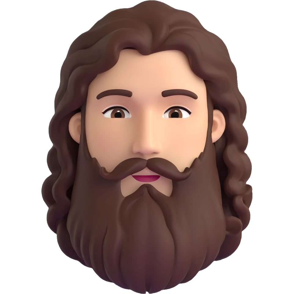guy with long and curly hair, with a beard emoji