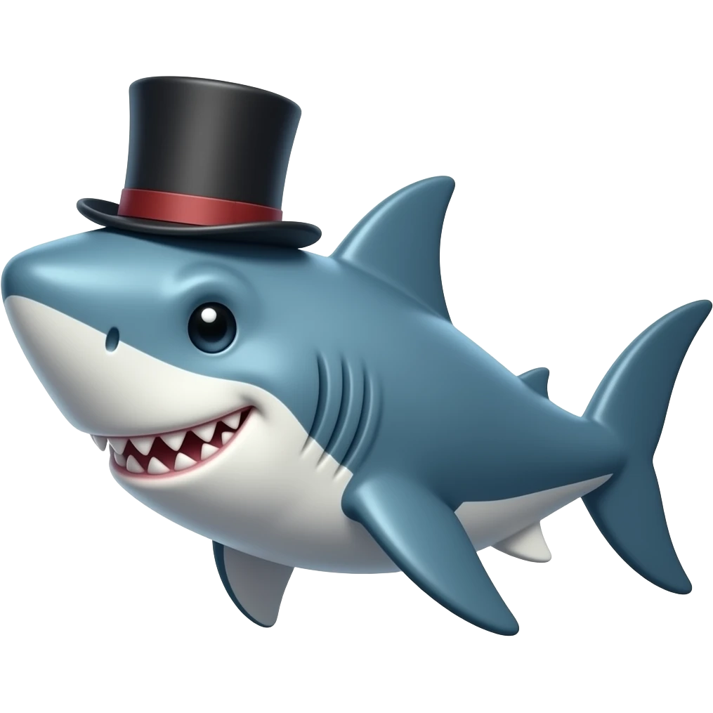 Shark with a top hat emoji