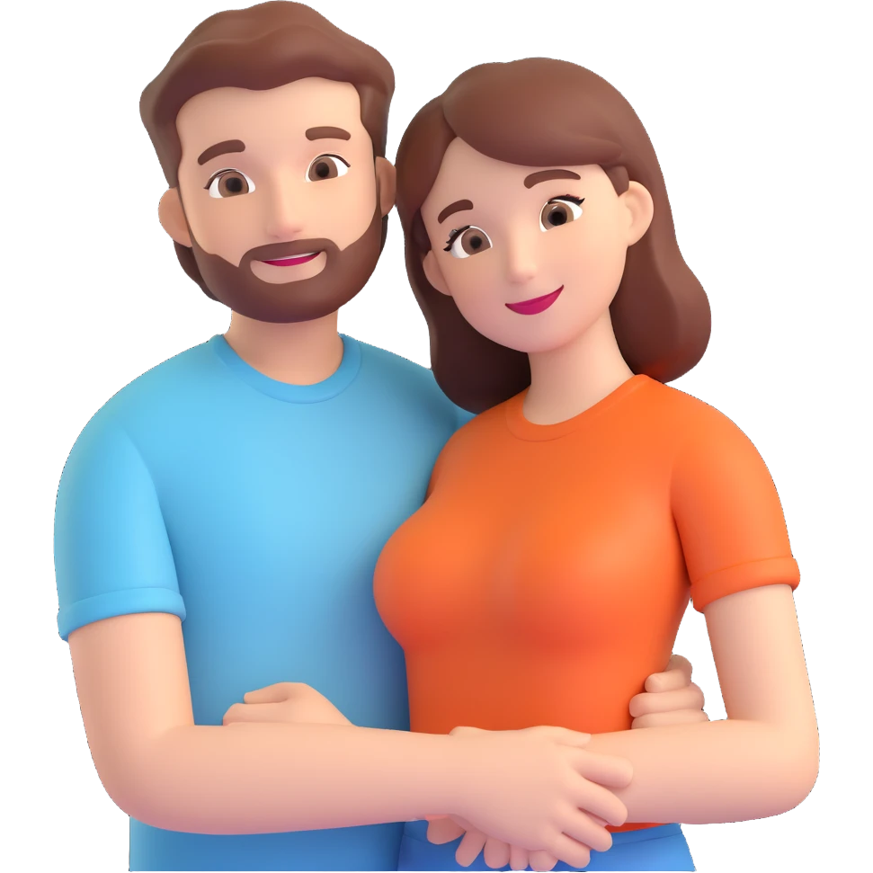 couple posing, close up pose, living room background emoji