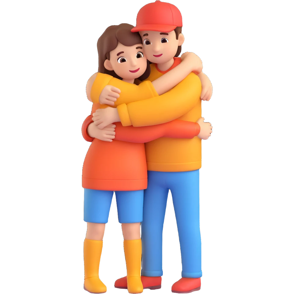 A hugging couple of a woman and a man emoji