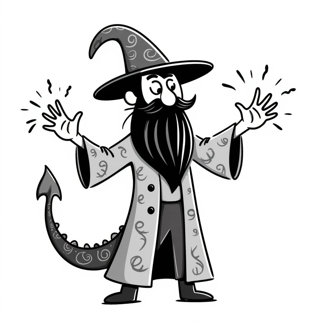 dragon wizard, hand-drawn doodle style emoji