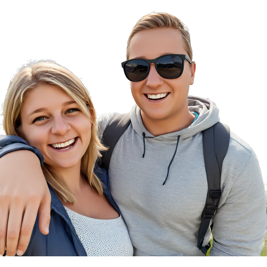 smiling duo in sunny outdoors emoji