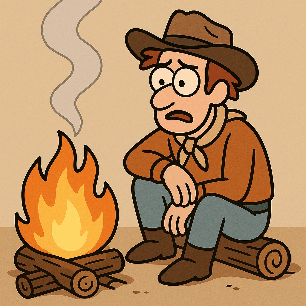 basic campfire, 2 logs, upward smoke, uncluttered and easy to recognize, minimal and clear emoji