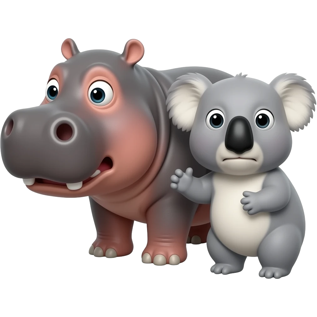 hippo being mean to koala emoji