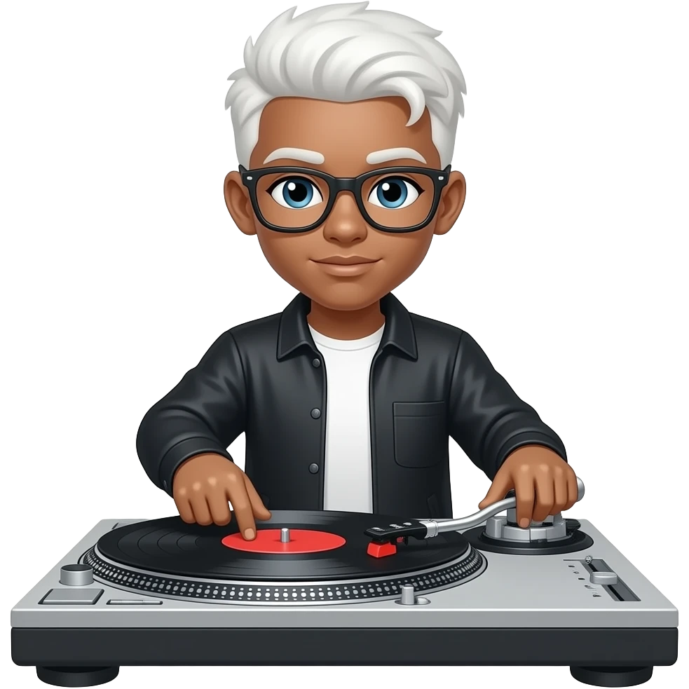 White homeboy mixing on turntable emoji