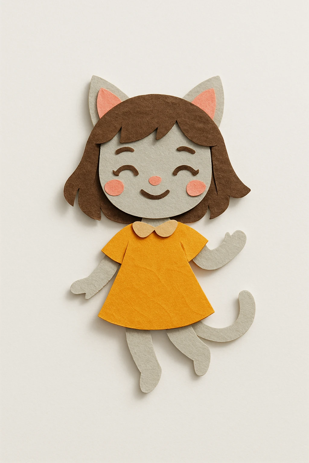 cat girl, layered paper, cat ears, cute, handmade look emoji