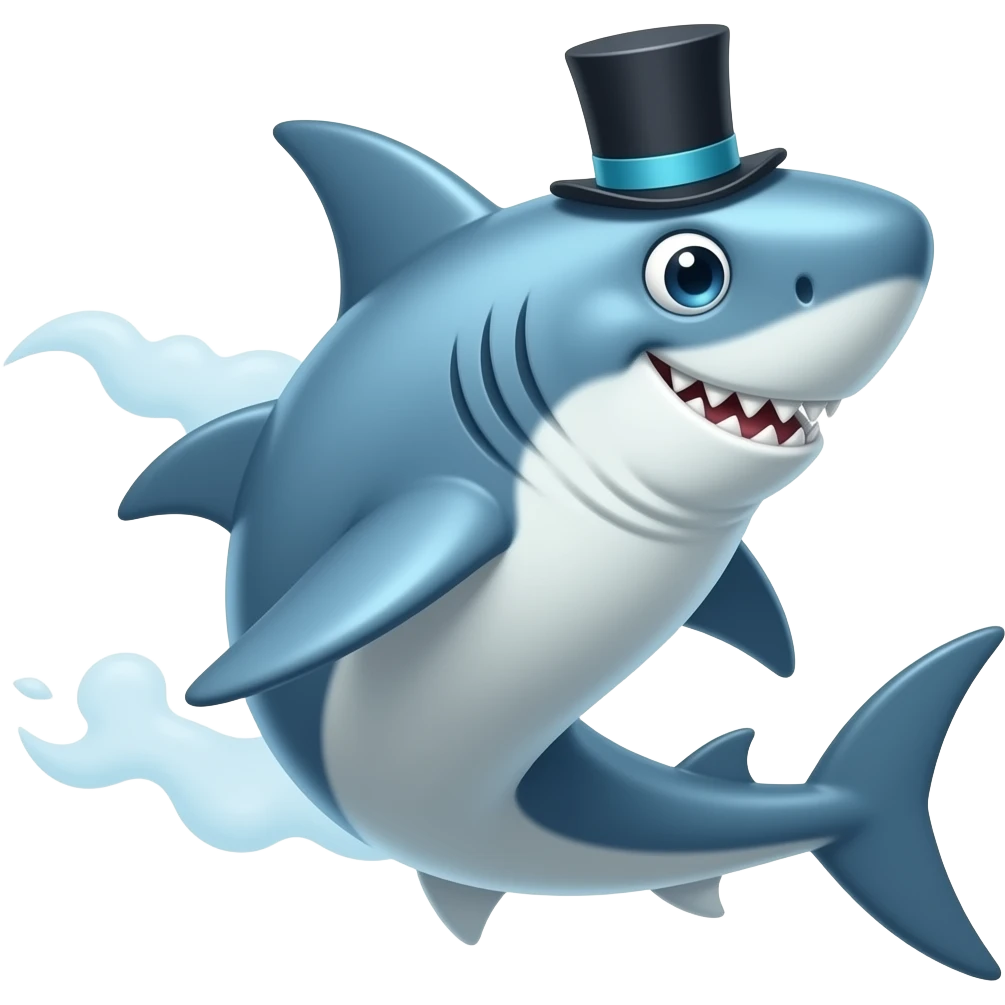 Shark with a top hat emoji