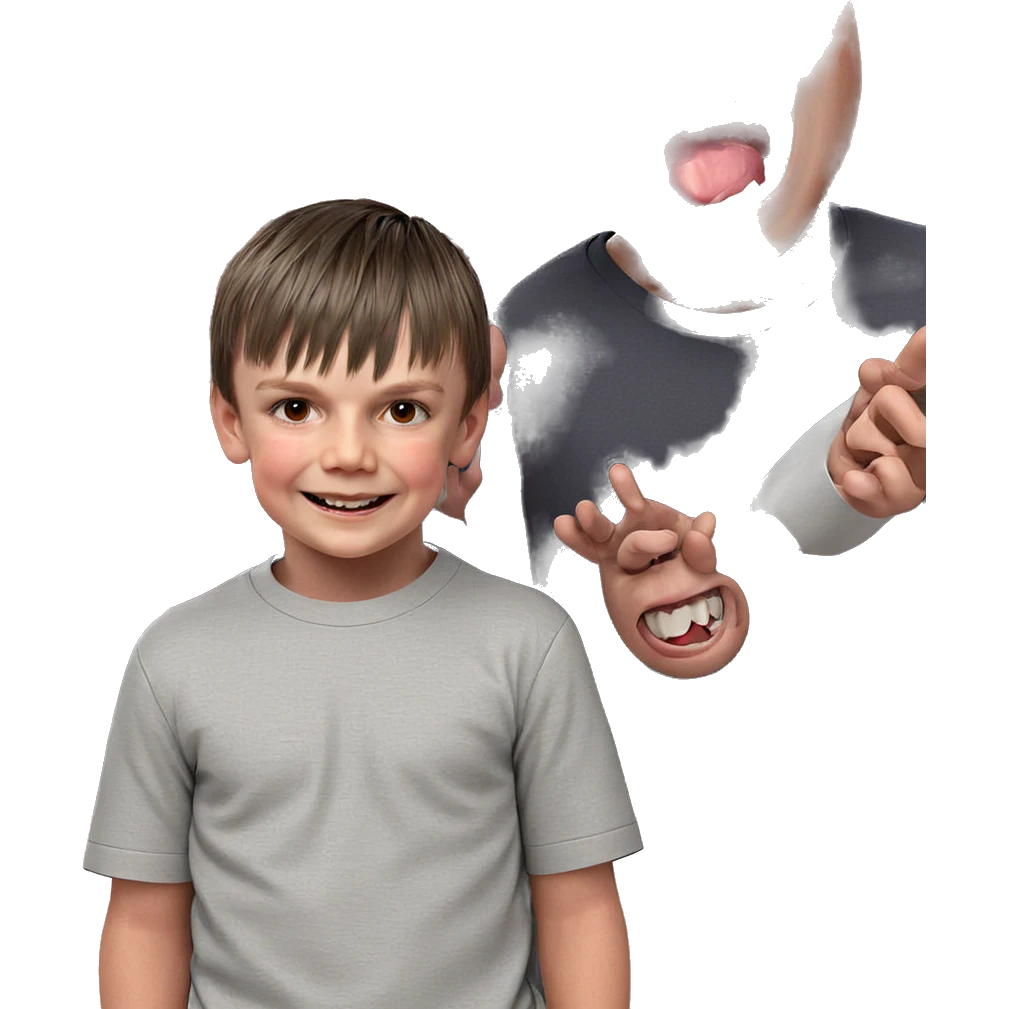 smiling boys in horror scene emoji