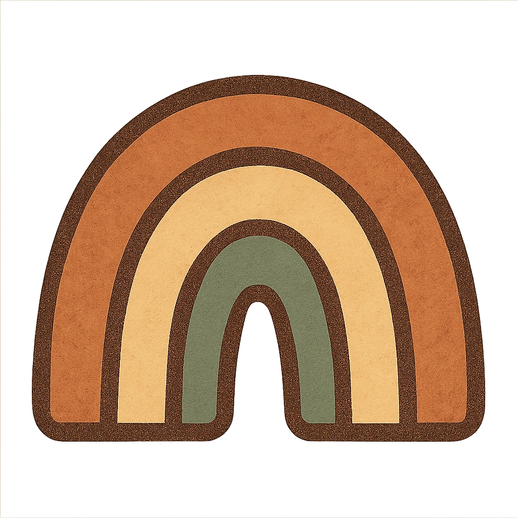 bold icon of a rainbow in flat warm colors style emoji