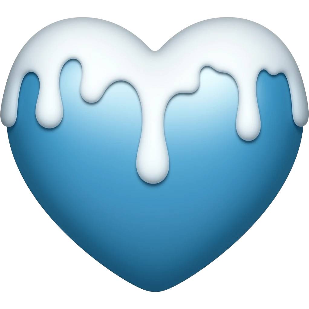 cyan heart with white liquid dripping down emoji