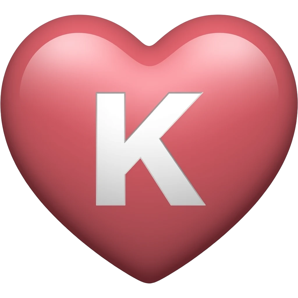 Сердечко  с буквой K цвет c97f8b emoji