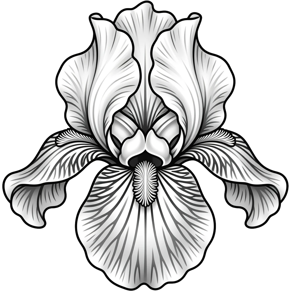 iris flower outline black and white emoji