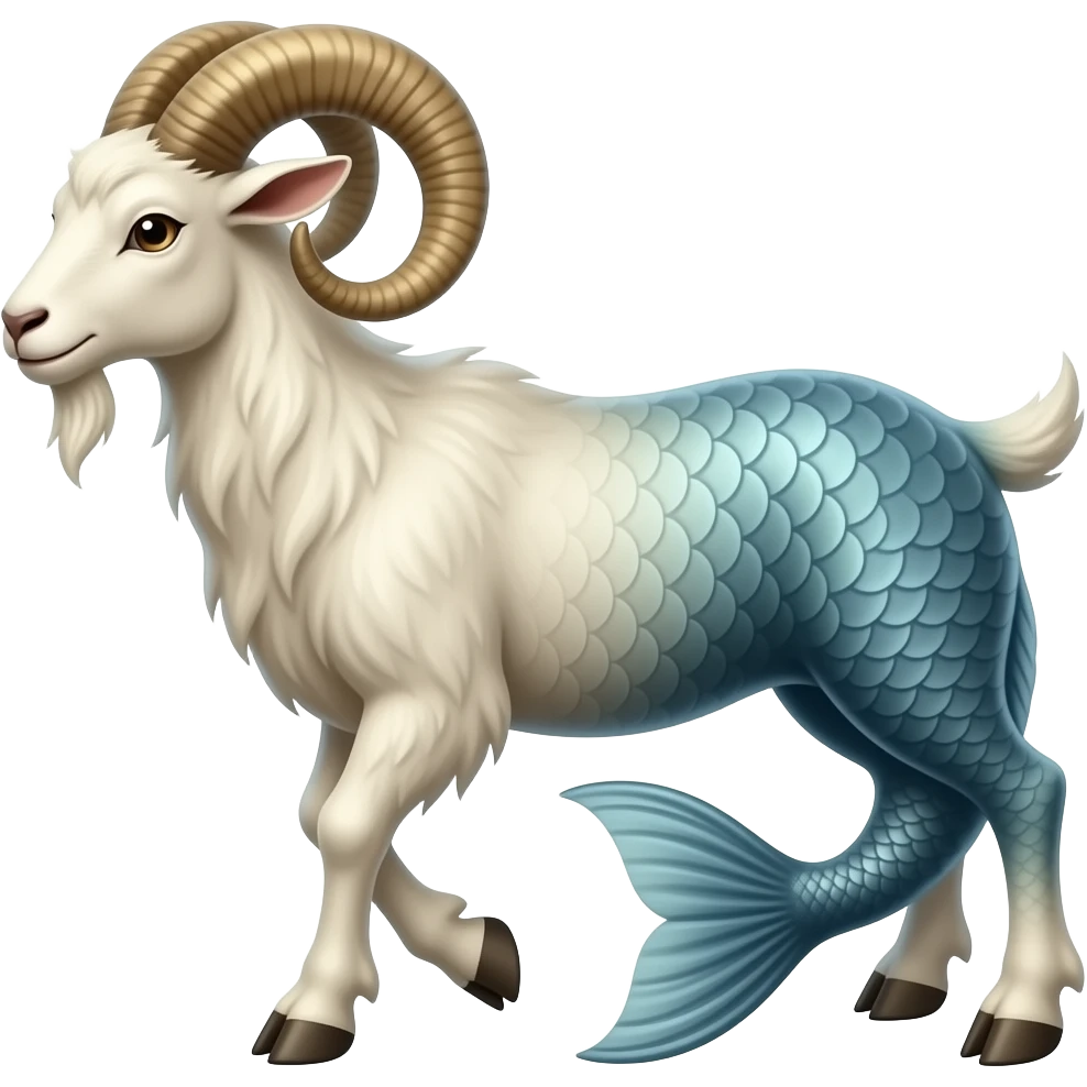 capricorn sea-goat, goat with front legs, no hind legs, fish tail emoji