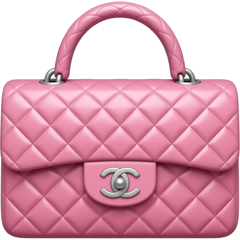 Pink Chanel bag with silver Chanel logo emoji