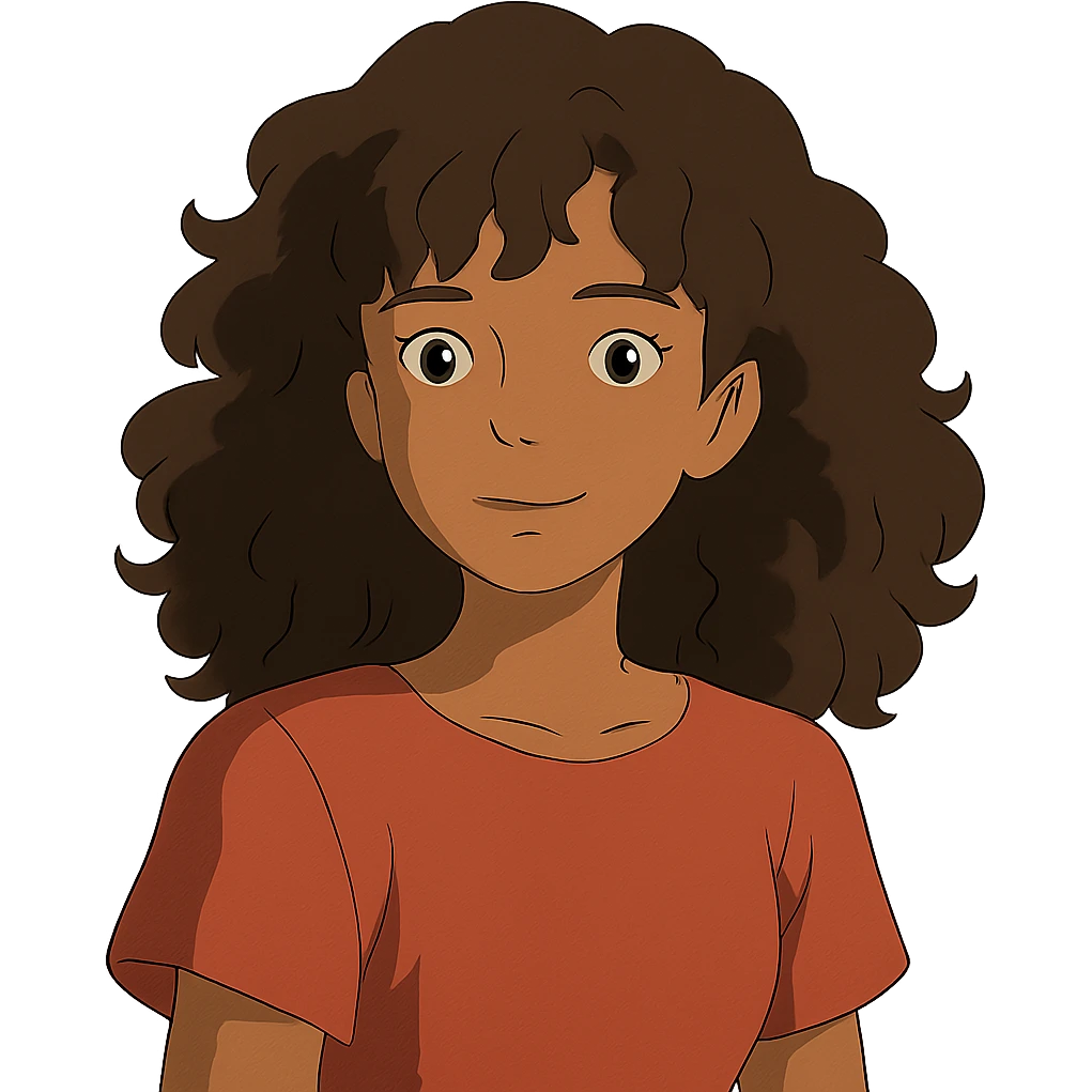 garota parda de cabelos cacheados emoji