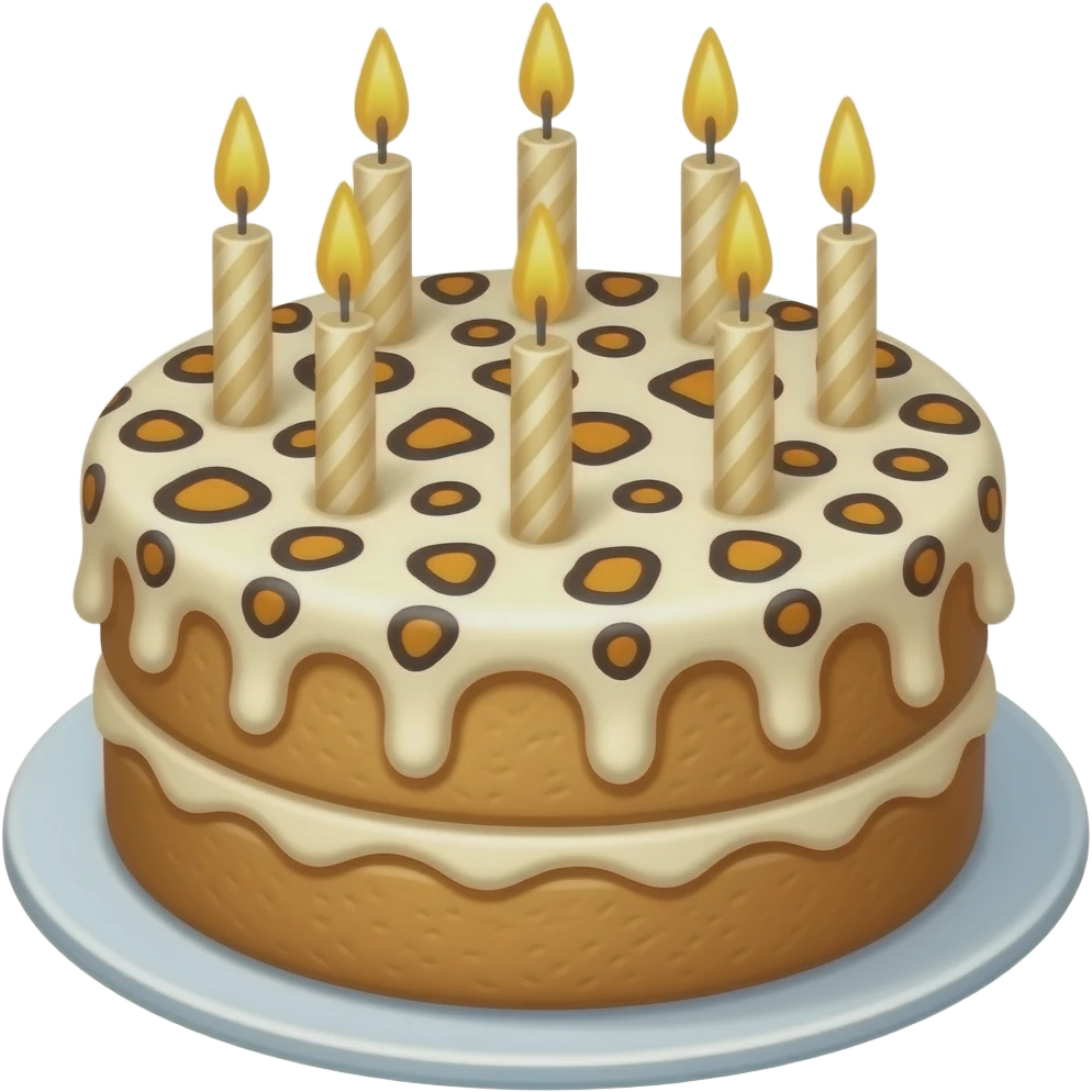 birthday cake leopard with a beige bougies emoji