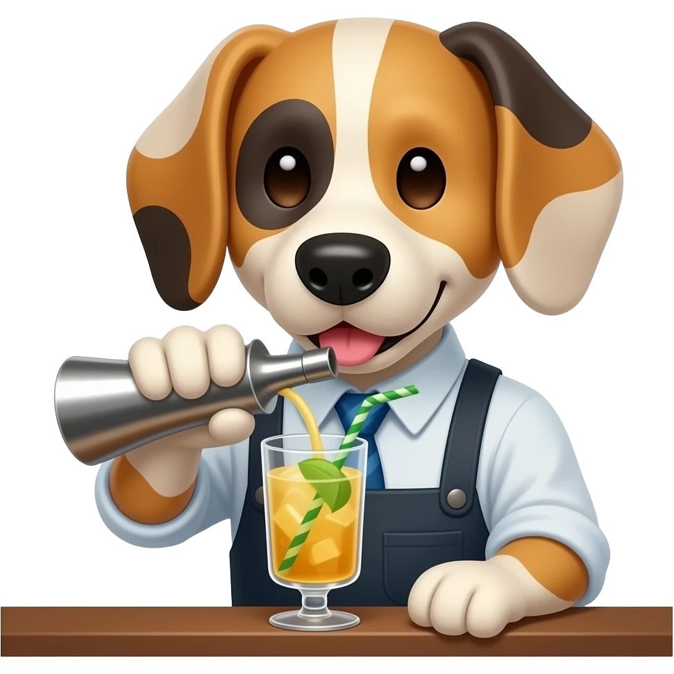 Bartender dog bust size making drink emoji