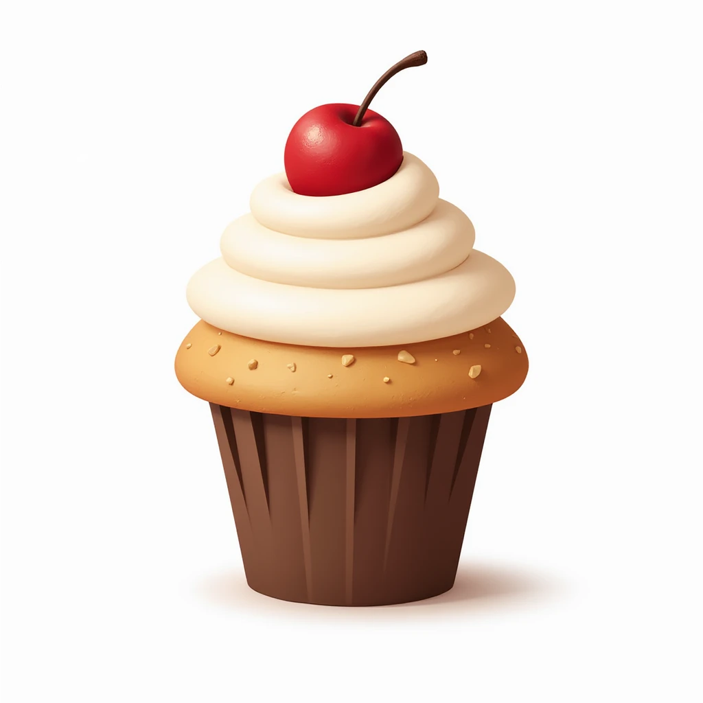 photorealistic icon of a cupcake on white background emoji
