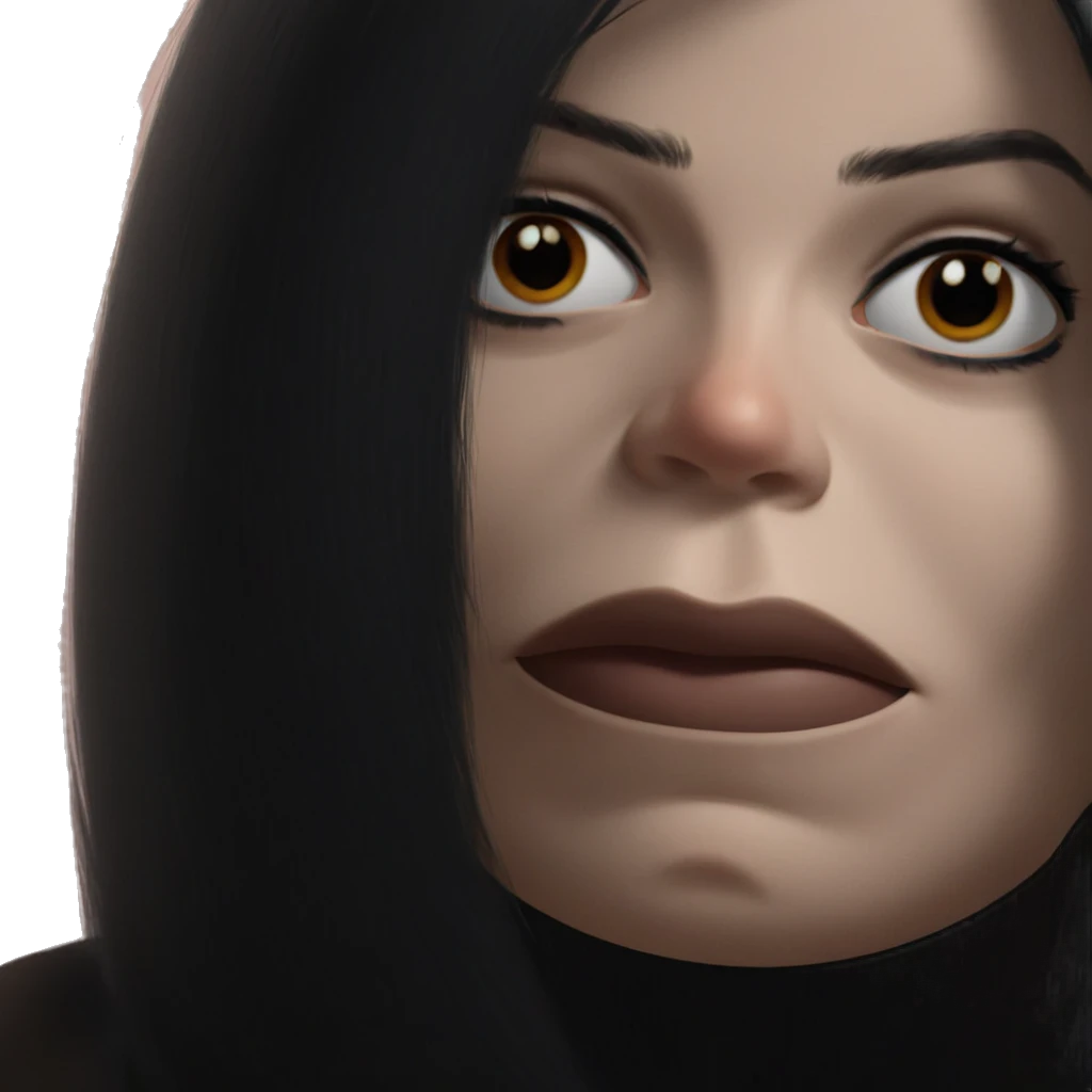 realistic portrait of black hair girl emoji