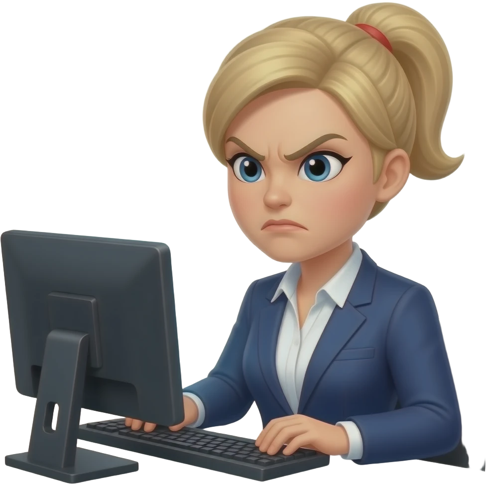 Angry Dispatch lady at a computer emoji