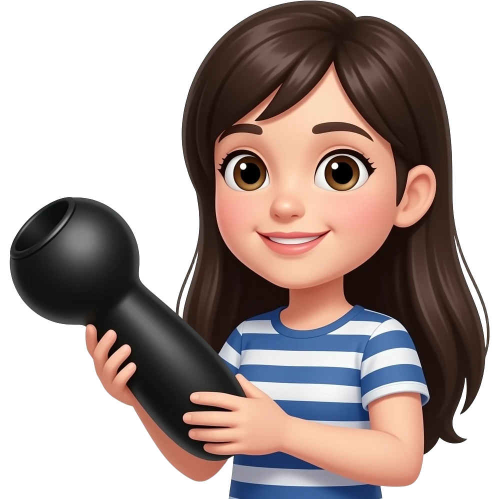 Girl holding big black penis emoji