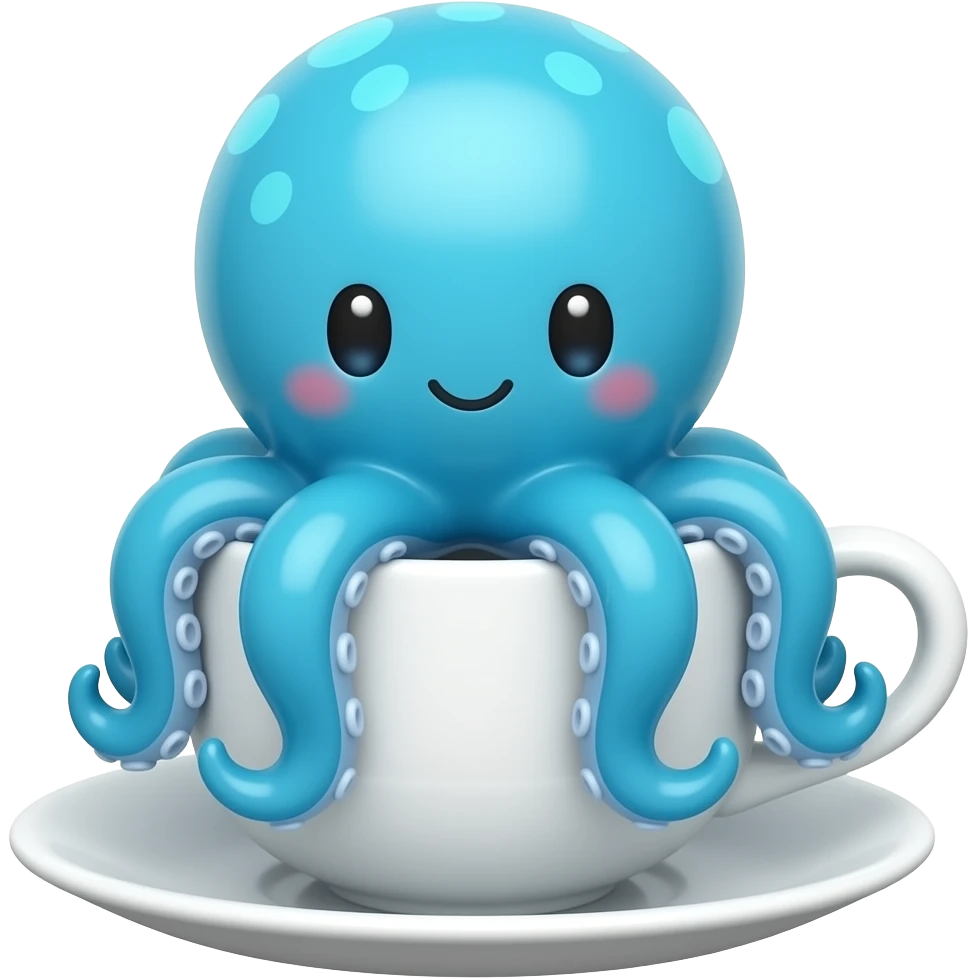 cute blue Octopus in a  Teacup emoji